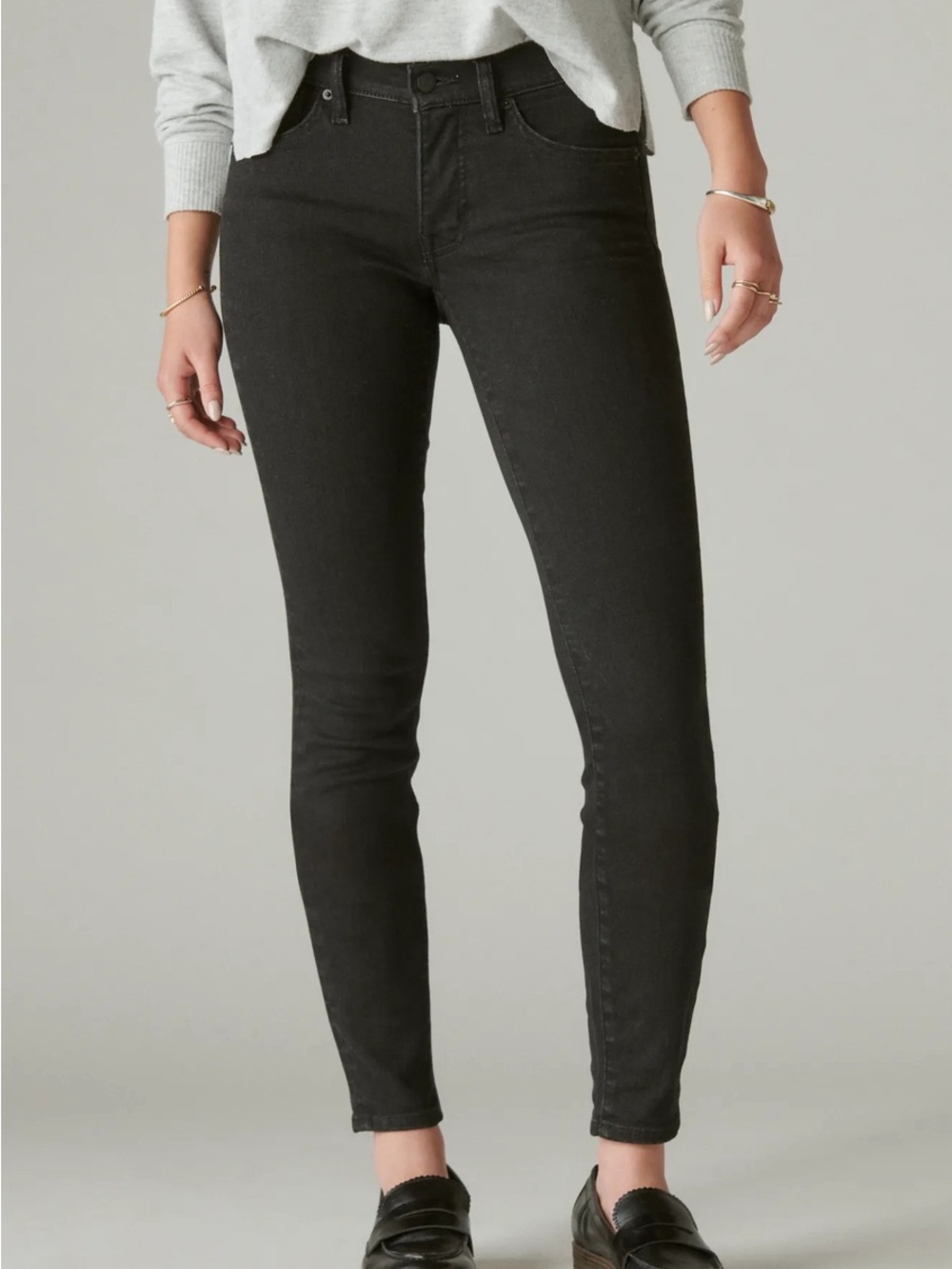 NWT Lucky Brand Women's Black Ava Mid Rise Skinny // 10/30A
